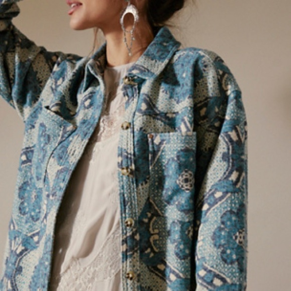 We The Free Brick Lane Jacquard Maxi Shirt Jacket - Picture 5 of 10